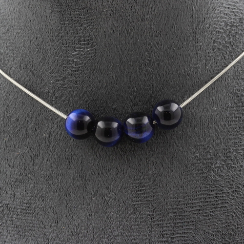 Blue Tiger's Eye 8 mm 4 beads necklace. 