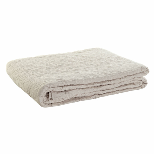 Bed Cover DKD Home Decor 8424001814534 Flower Beige Polyester Cotton