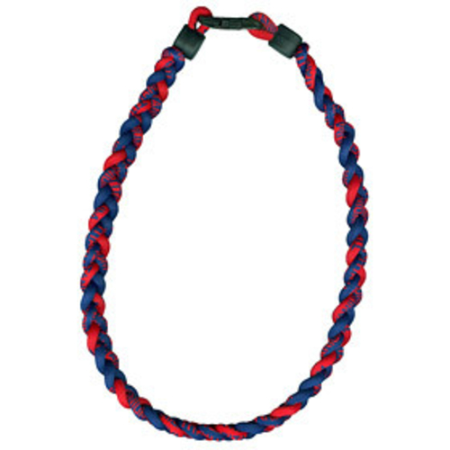 Titanium Ionic Braided Necklace Navy Blue/Red