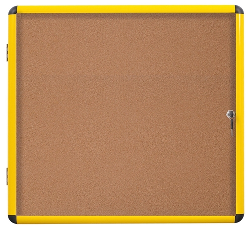 Master Vision VT9501611511 Industrial Cork Enclosed Board Yellow Frame