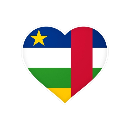 Autocollant en coeur Drapeau de la République centrafricaine en plusie