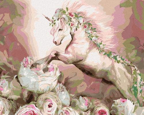 Zuty - Paint by Numbers - UNICORN AND ROSES (CAROL CAVALARIS), 40x50