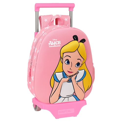 3D School Bag with Wheels Disney Alice in Wonderland Pink (28 x 10 x