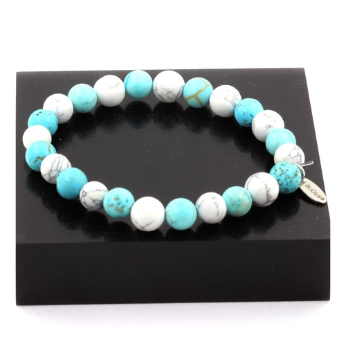 Howlite + Turquoise Bracelet 8 mm Beads.