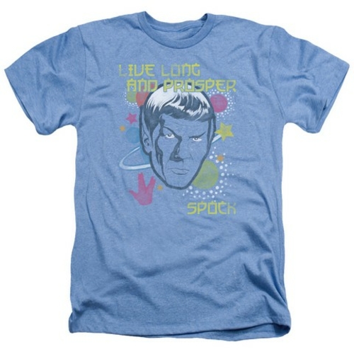 Trevco Star Trek-Japansese Spock - Adult Heather Tee - Light Blue- Med