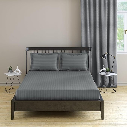 Basic 1Cm Satin Stripe Pure Cotton 210Tc, 3Pc Bedding Set, King Luxe