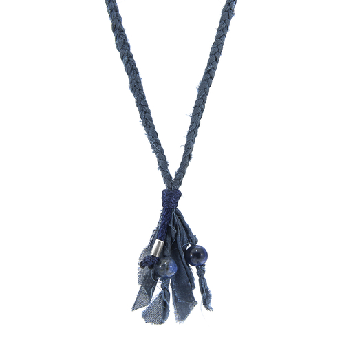 Sodalite Marcus Silver, Stone and Braided Voile Necklace x Bracelet
