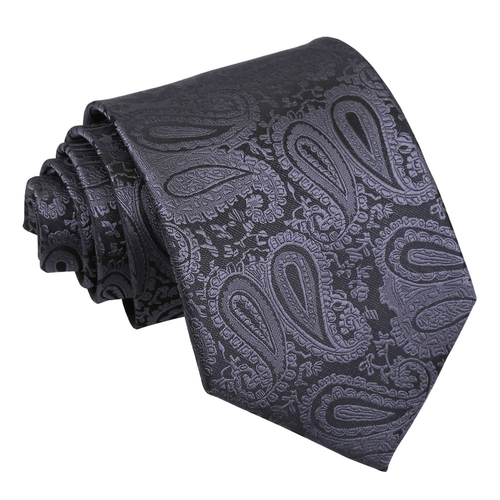 Paisley Classic Tie - Charcoal Grey