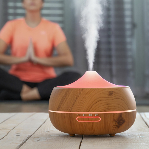 Aroma Diffuser Humidifier with Multicolour LED Wooden-Effect