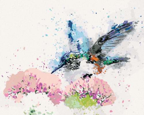 Paint by Numbers - PAINTED HUMMINGBIRD AND FLOWERS