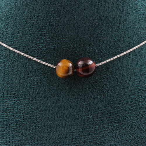 Tiger Eye Mix colors 8 mm 2 beads necklace. 