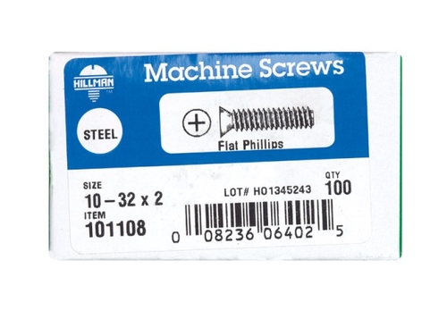 Hillman 101108 10-32 x 2 in. Flat Head Phillips Machine Screw