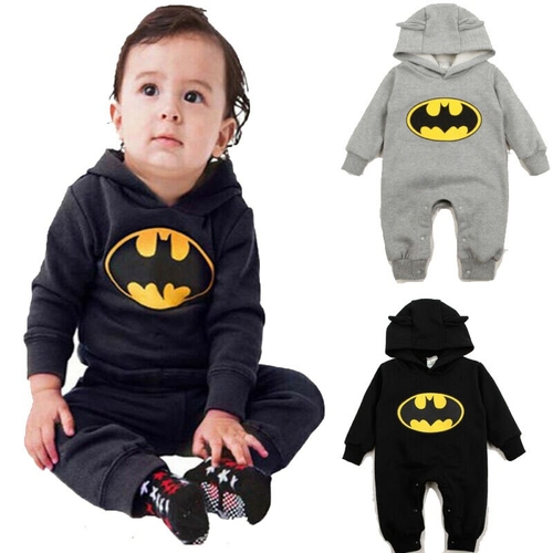 Casual Kids Baby Boys Hooded Romper Long Sleeve