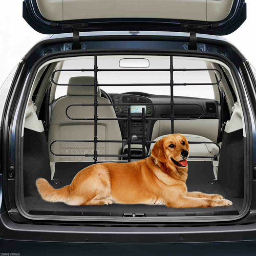 PawHut Expandable Metal Dog Partition Pet Car Barrier, Black,