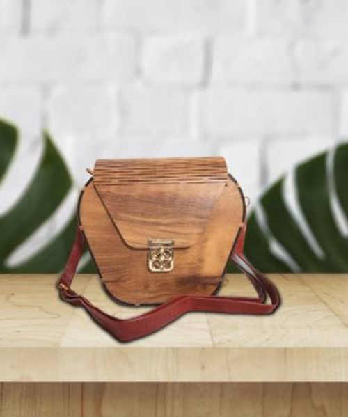 All craft exim Apple Wooden Purse Decorative Showpiece