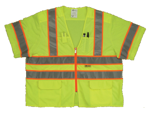 2W MS539C-3 5XL Class 3 Mesh And Solid- Ansi Vest - Lime- 5 Extra Larg