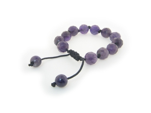 Fronay 722133A 7 - 9 in. Genuine Natural Amethyst Macrame Shamballa Br