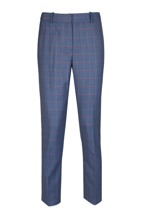 Tahari ASL Mid Waist Belt Hoop Plaid Nitch Twill Pants