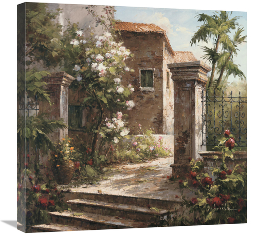 Global Gallery GCS-122589-2424-142 24 x 24 in. Courtyard with Flowers 