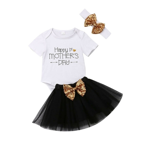 Newborn Baby Girls Mother Day  Bodysuit TuTu Tulle
