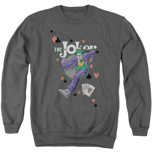 Batman & Always A Joker-Adult Crewneck Sweatshirt, Charcoal - Extr