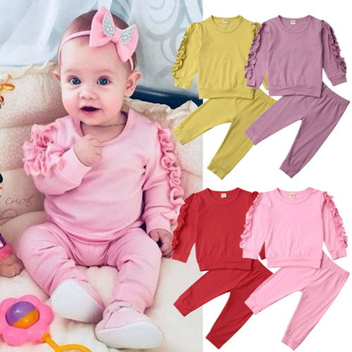 0 3Y Toddler Baby Kids Girl Clothes Sets Ruffles