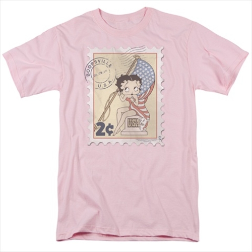 Boop-Vintage Stamp - Short Sleeve Adult 18-1 Tee, Pink - 2X