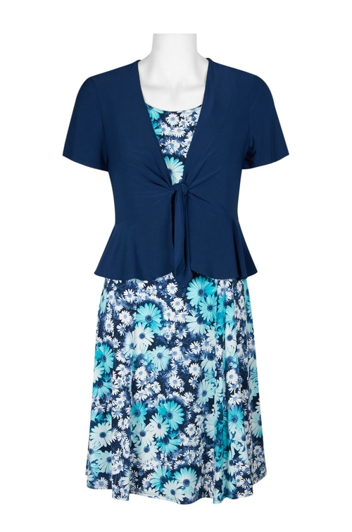 Perceptions Scoop Neck Sleeveless Pleated Floral Print Jersey Dress