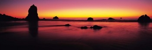 Panoramic Images PPI131056L Sunset over rocks in the ocean  Big Sur  C