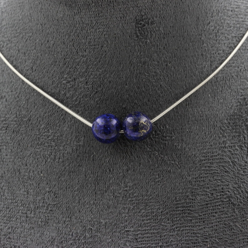 Lapis Lazuli 8 mm 2 beads necklace.