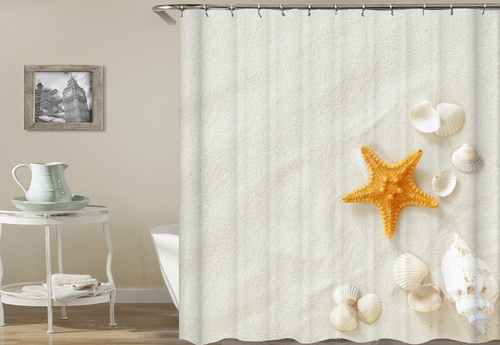 Shells On Beach White Sand Shower Curtain