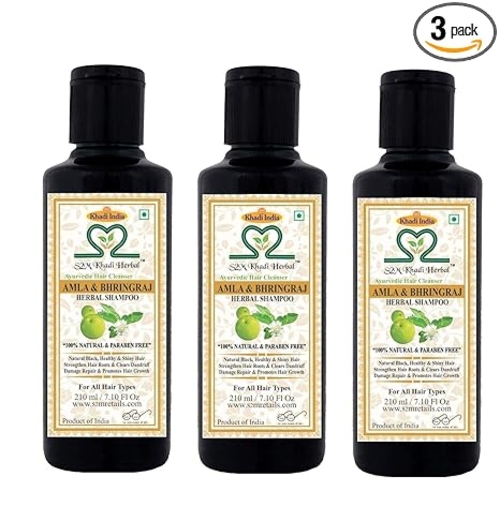 S2M Khadi Herbal Ayurvedic Amla Bhringraj Shampoo 210 ml (Pack of 3)