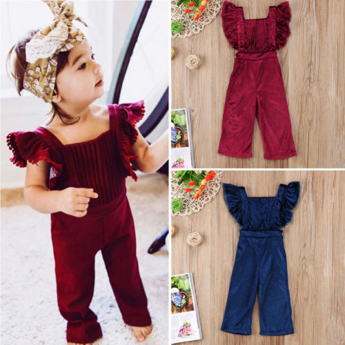 Toddler Baby Girls Backless Bib Pants Romper