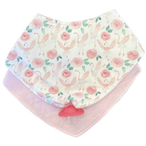 Let's Flamingo - Doodalou Bamboo Bandana Baby Bib Combo
