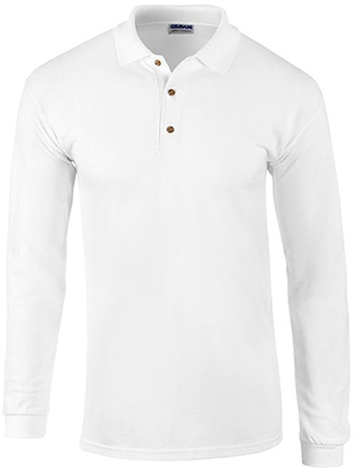 Gildan First Quality Adult Pique Long Sleeve Sport Shirt - White - XL 