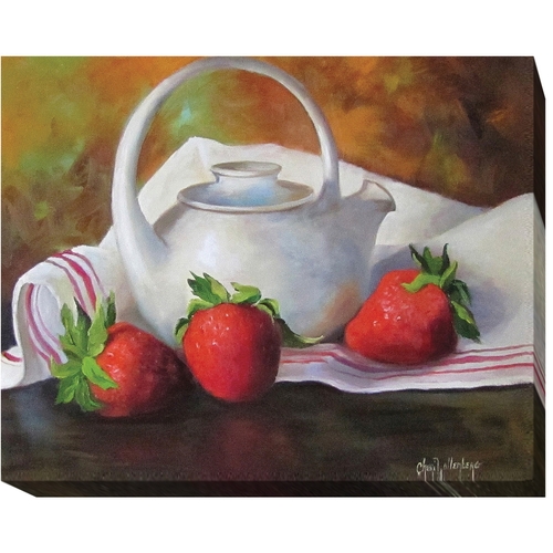 Artistic Home Gallery 1620J834IG Strawberries & White Teapot by Cheri 