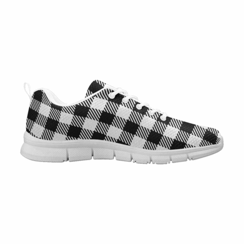 Sneakers for Men - Buffalo Plaid Black and White Running Shoes