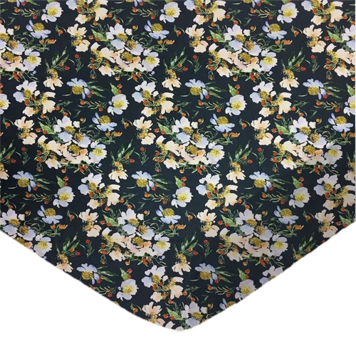 SheetWorld Fitted Bassinet Sheet - 100% Cotton Woven - Floral Navy,