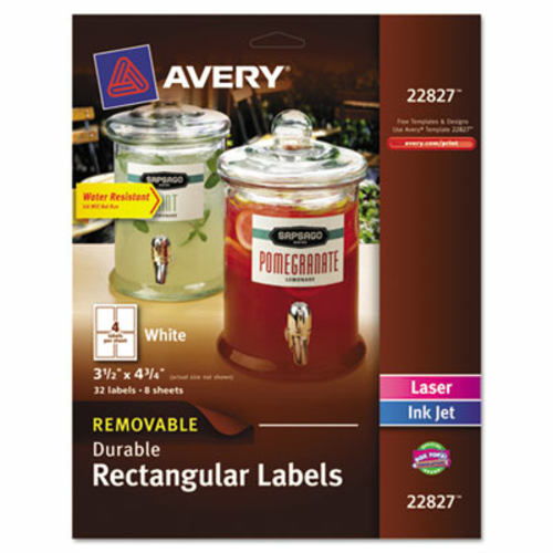 Avery 22827 Removable Durable Labels  TrueBlock Technology  4.75 x 3.5