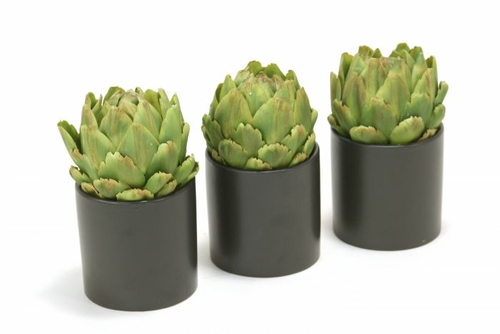 Distinctive Designs 5090E-S3 Artichokes in Black Circle Pot, Green