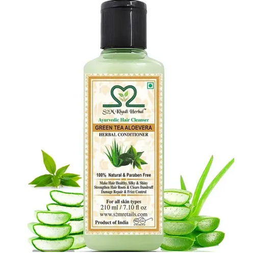 S2M Khadi Herbal Green Tea Aloevera Hair Conditioner For Nourishment,