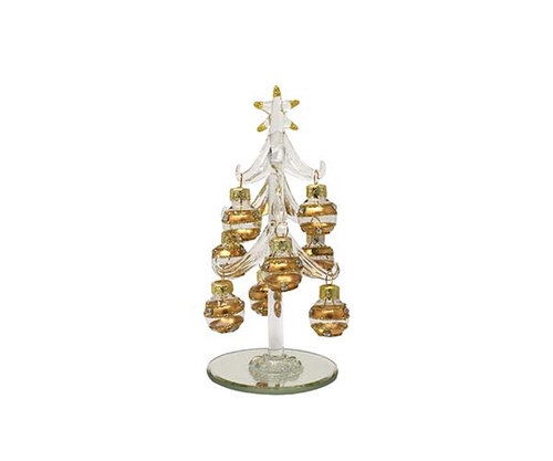 LS Arts XM-1126 6 in. PVC Clear with 9 Champagne Colored Ornaments Tre