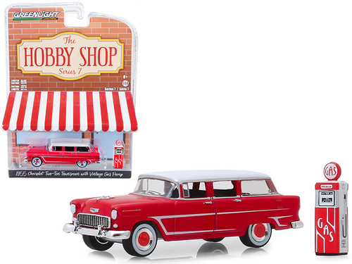 1955 Chevrolet Two-Ten Townsman Red with Vintage Gas Pump \The Hobby