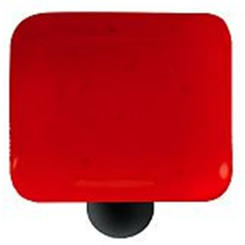 Hot Knobs HK1004-KB Red Square Glass Cabinet Knob - Black Post