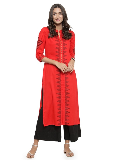 Red Color Rayon Kurti