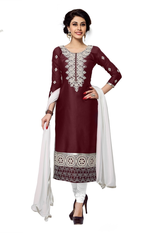 Womens Designer Maroon Cotton Partywear Salwar