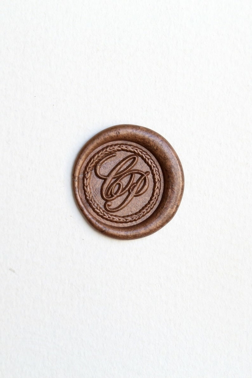 Custom initials with Wreath Wedding wax seal stamp, Personalized