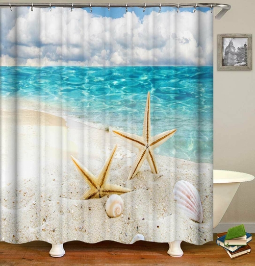 Two Starfish On The Beach Shower Curtain