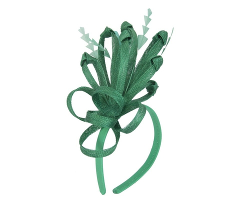 Green fireworks of sinamay and feathers fascinator