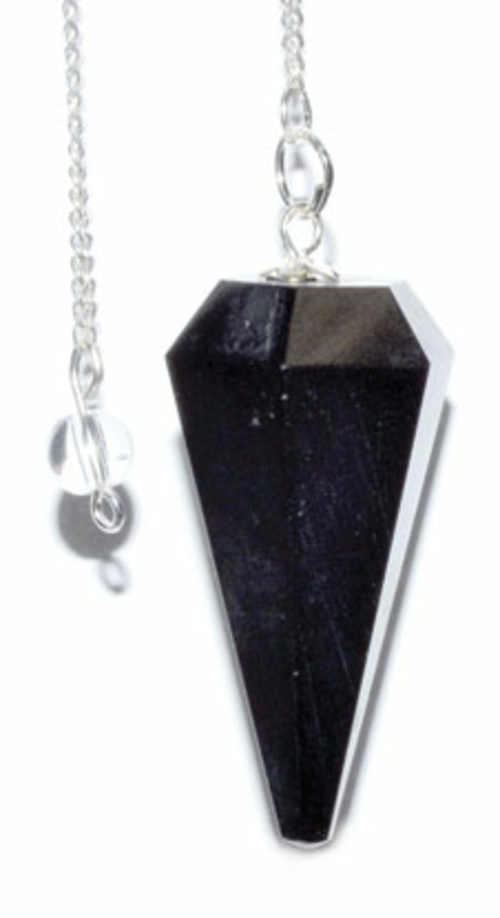 Azure Green GPEND32 6-Sided Tourmaline Pendulum, Black